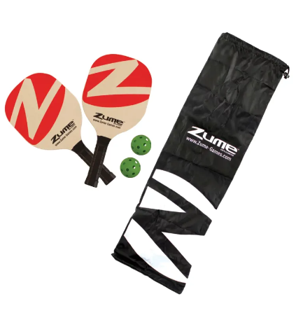 Zume Games Portable Instant Play Portable Pickleball Set Includes Paddles, Balls, and Net