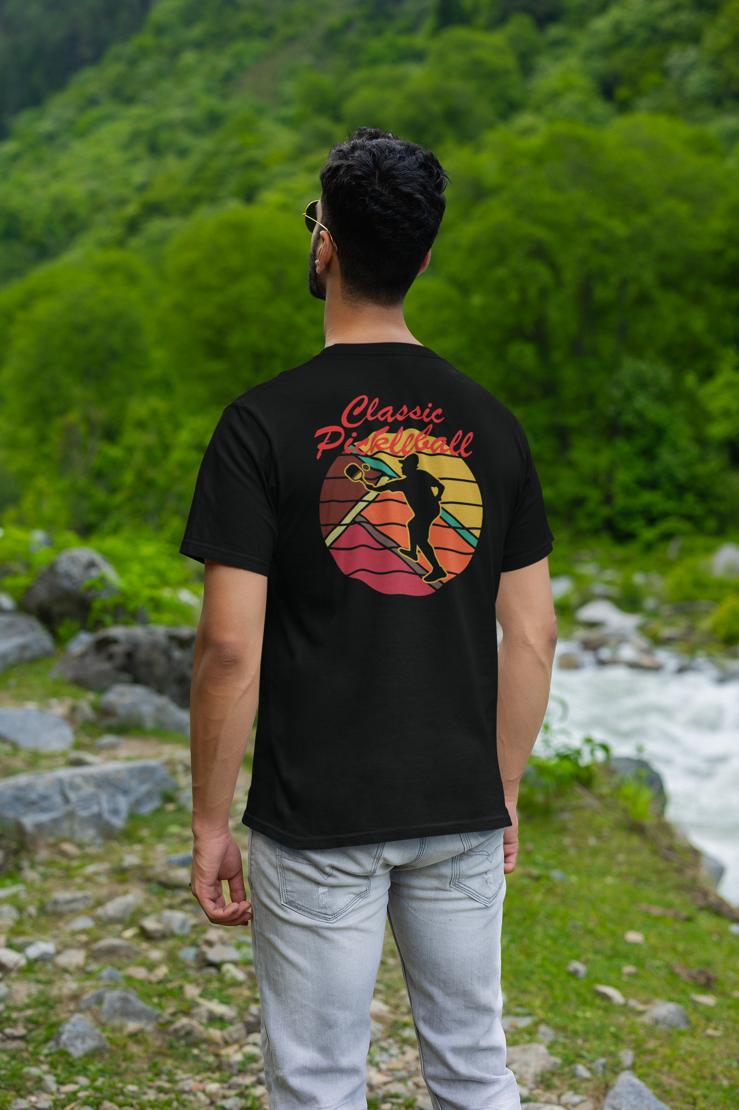 Vintage Vibes: 'Classic Pickleball' Retro Colors Tee in 100% Ring-Spun Cotton