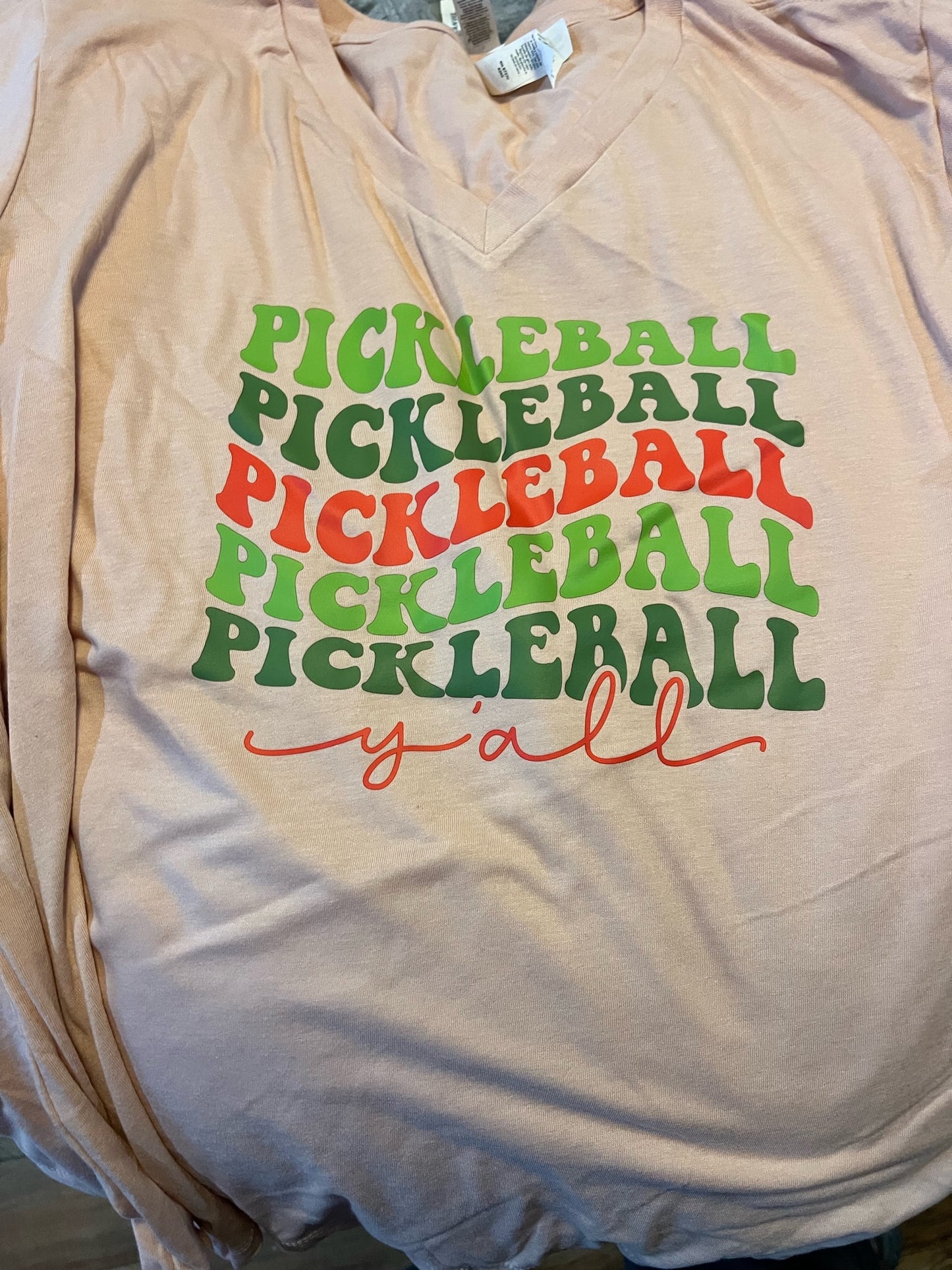 Pickleball Y'all - T-Shirt-V-Neck-Coral