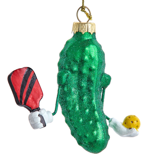 3" Glass Pickleball Cucumber Ornament
