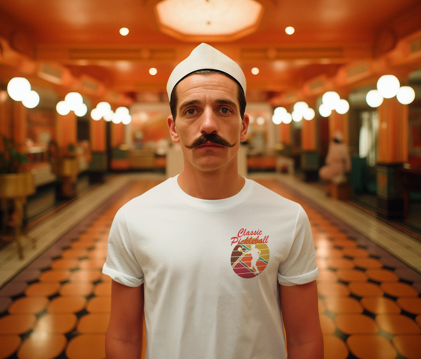 Vintage Vibes: 'Classic Pickleball' Retro Colors Tee in 100% Ring-Spun Cotton - White