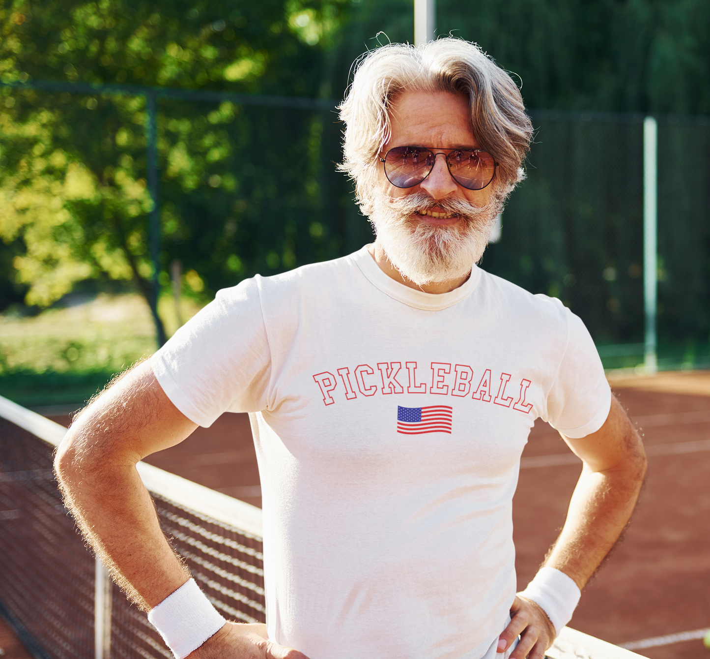Pickleball Pride American Flag T-Shirt - White