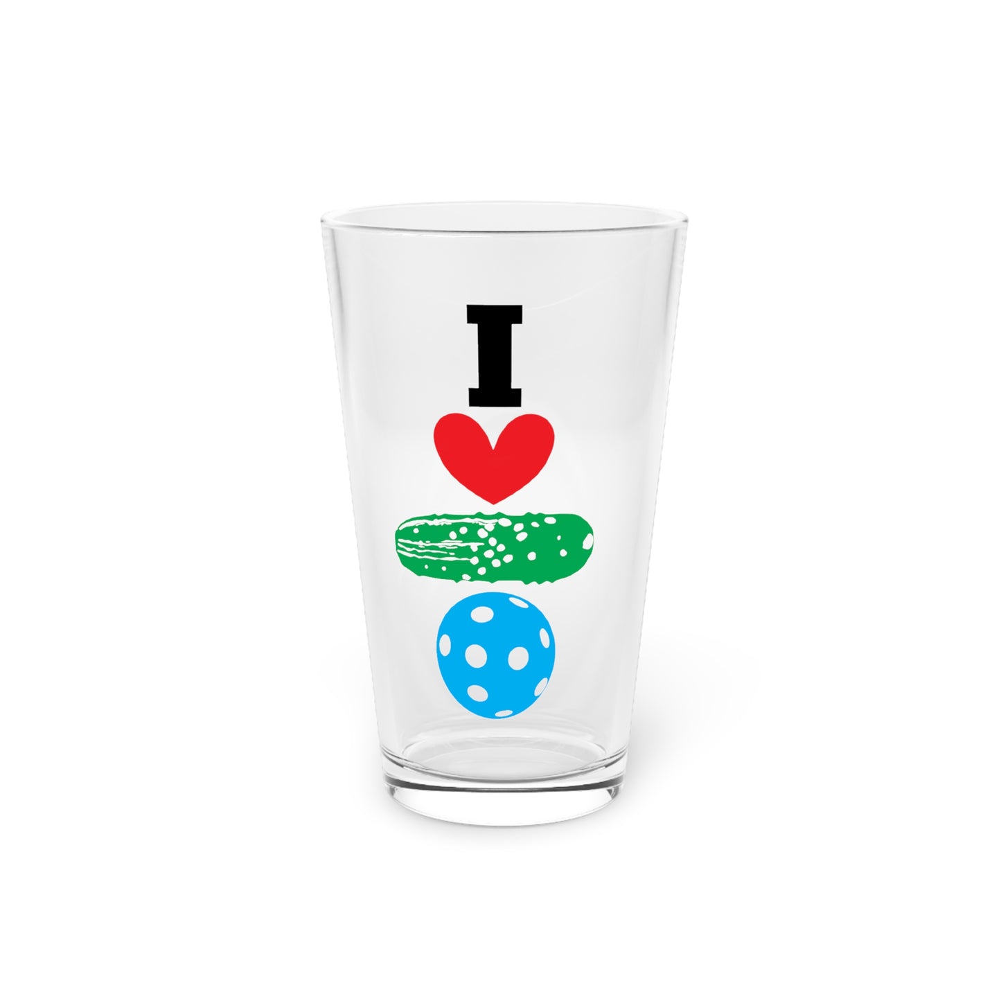 I Heart Pickleball Pint Glass, 16oz