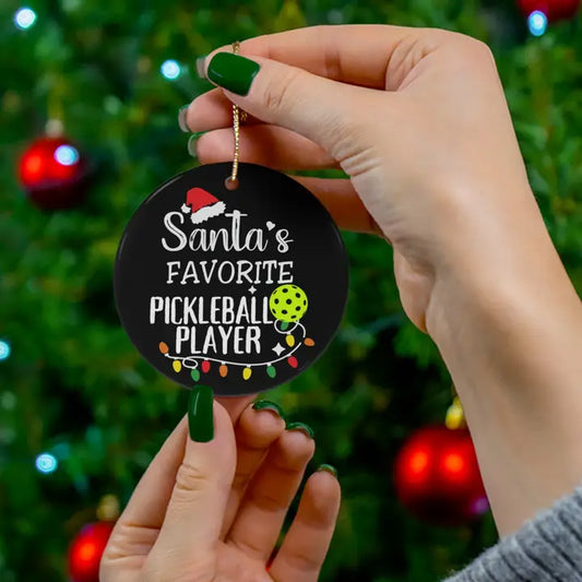 Santa's Favorite Pickleball Player Ornament