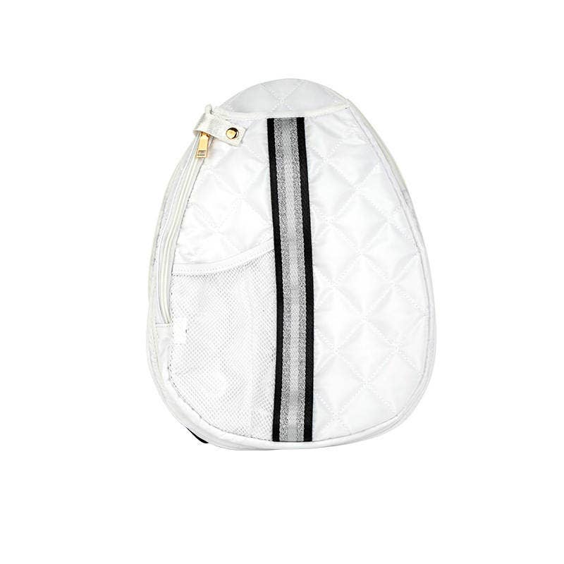 Pickle Ball Bag White w/ Black/Silver stripe