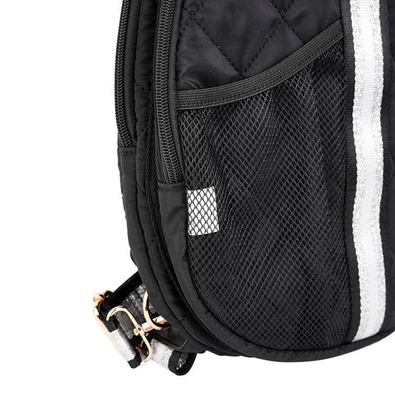 Pickle Ball Bag Black w/White/Silver stripe