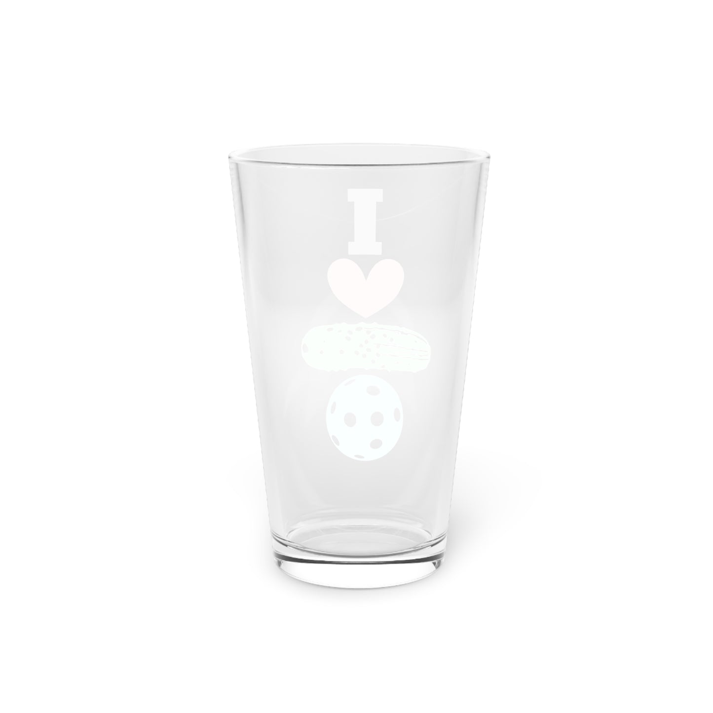 I Heart Pickleball Pint Glass, 16oz