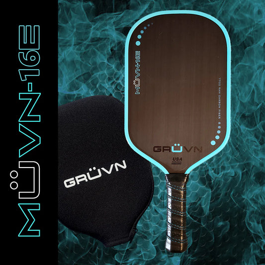 GRUVN - MUVN-16E Pickleball Paddle - Blue Edge Guard (Raw Carbon Fiber)