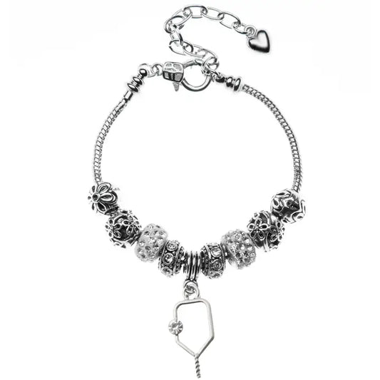 Pickleball Charm Beaded Bracelet