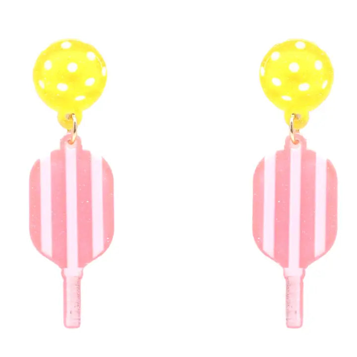 Pickleball and Paddle Glitter Figure Post Earrings