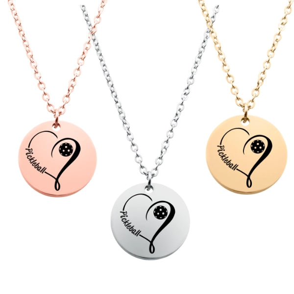 Pickleball Heart Pendant Necklace