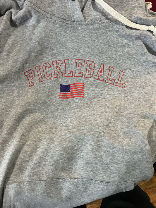 Pickleball American Flag Hoodie - Gray