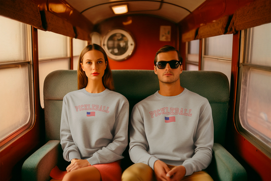 Pickleball Pride  American Flag-Sweatshirt - Gray