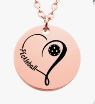 Pickleball Heart Pendant Necklace